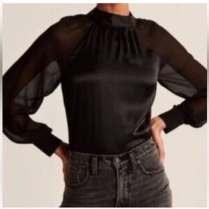 Abercrombie & Fitch Black Sheer Bodysuit